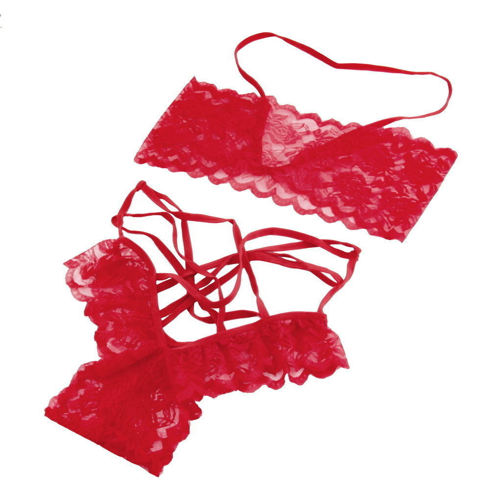 Women'S Sexy-Lingerie Lace Babydoll Bra Thong Set Sleepwear Underwear Nightwear